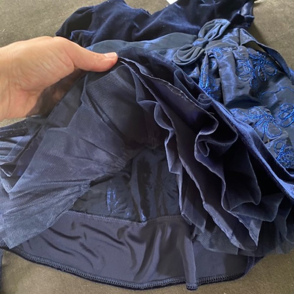 Navy Blue Ruffled Dress - Picture 2 of 2